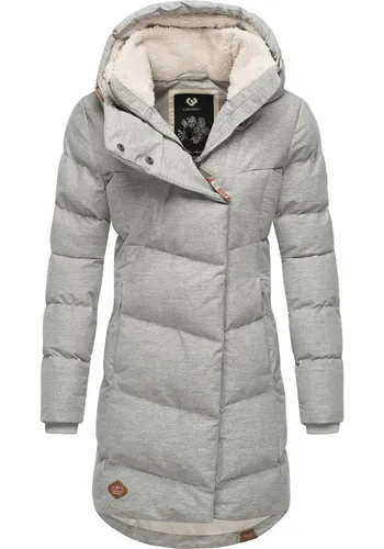 Ragwear Damen Wintermantel Pavla Intl Zinc24 - Stylischer Steppmantel mit Kapuze - Funktionsjacken: Modischer, warmer Wintermantel mit wasserdichtem Obermaterial und kuscheligem Teddyfleece-Innenfutter, ideal für kalte Tage.