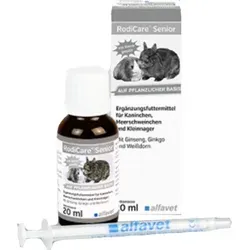 Rodicare Senior Flüssigkeit für Kaninchen, Kleinnager und Meerschweinchen 20 ml - Arzneimittel zur Unterstützung älterer Tiere, fördert das Wohlbefinden und die Gesundheit von Kaninchen, Kleinnagern und Meerschweinchen.
