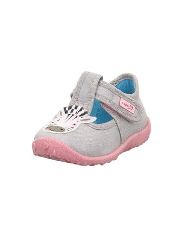 Superfit Jungen Mädchen Spotty Hausschuhe, Grau 2030, 19 EU Weit - Hausschuhe für Mädchen mit atmungsaktivem Baumwollfutter und liebevoller Tierkopf-Applikation, ideal für perfekten Halt dank verstellbarem Klettverschluss.