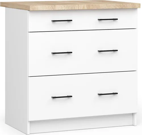 Küchen-Unterschrank OLIWIA Weiß mit 3 Schubladen