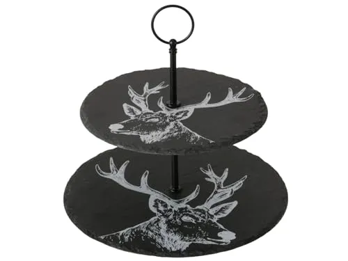 BOLTZE Moritz Etagere schwarz 24cm - Stilvolle Etagere aus der Moritz-Serie von Boltze in Schwarz mit elegantem Hirschmotiv. Höhe: 24 cm. Ideal für Gebäck oder Dekoration. Perfekt für festliche Anlässe und als Blickfang auf jedem Tisch.
