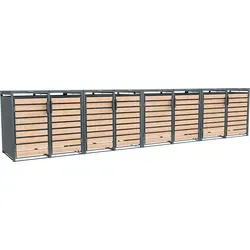 WESTMANN Mülltonnenbox Lacina - Platz für 8 Mülltonnen - Mülltonnenbox für 8x240 L, moderne Stahlkonstruktion mit Holzoptik, schützt vor Sonne und Gerüchen, einfache Handhabung durch Gasdruckfedern und Fronttüren.
