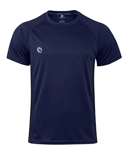 STARK SOUL Herren Sportshirt Fitness T-Shirt Reflect, Kurzarm Funktionsshirt, Atmungsaktiv Schnelltrocknendes Trainingsshirt - Marine - XXL