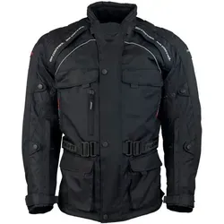 roleff Motorradjacke Liverpool RO Unisex - Schwarz mit Sicherheitsstreifen - Motorradjacke mit 4 Taschen, wasserdicht und winddicht. Ideal für Sicherheit und Komfort beim Fahren.