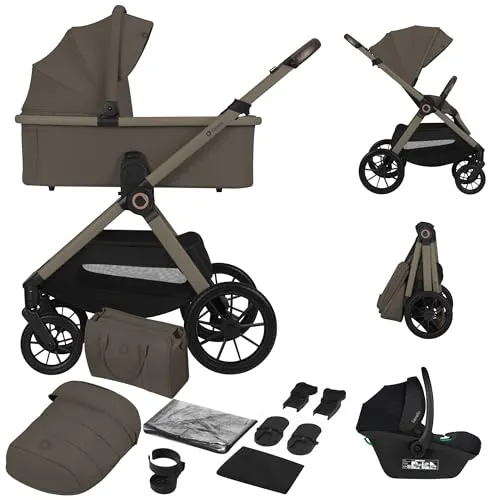 Lionelo Layla Kinderwagen 3 in 1 mit Babyschale, Babywanne und Sportsitz - Vielseitiger 3-in-1-Kinderwagen für Kinder von Geburt bis 22 kg. Mit ADAC-geprüfter Babyschale, großen PU-Rädern und Federung für optimalen Komfort. Wendbarer Sportsitz und praktisches Zubehör inklusive.
