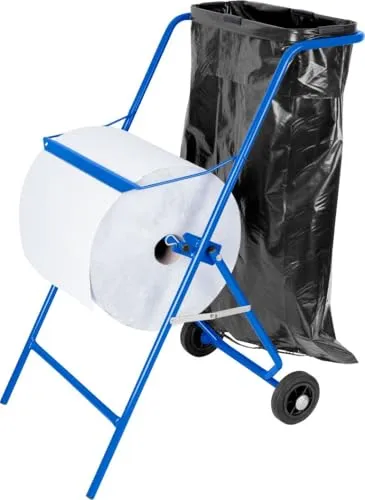 Papierrollenhalter Bodenständer blau, 100 x 50 x 70 cm - Toilettenpapierhalter mit stabiler Konstruktion für Putztücher bis 40 cm Breite, ideal für den professionellen Einsatz und mit langfristiger Lebensdauer.