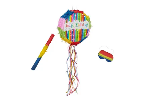 relaxdays Pinata Set Geburtstag mit Stab und Maske von Relaxdays