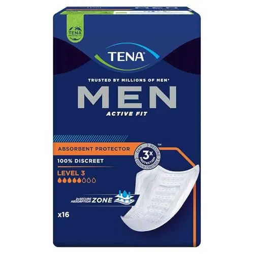 TENA MEN Active Fit Level 3 Inkontinenz Einlagen 16 St - Inkontinenzeinlagen für Männer, bieten zuverlässigen Schutz und hervorragenden Tragekomfort für aktive Lebensstile.