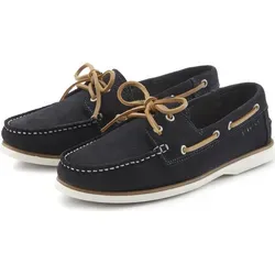 Bootsschuh ELBSAND Damen Gr. 42 - Marineblau - Modische Halbschuhe aus hochwertigem Rindsleder, bequem und ideal für Jeans oder Shorts. Klassisches Design mit kontrastfarbigen Details für stilbewusste Damen.