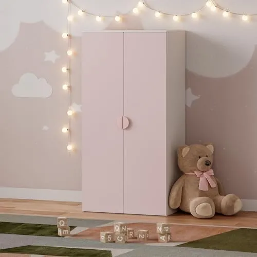[en.casa] Kinderkleiderschrank Sandnes - Praktischer Kinderkleiderschrank 123 x 60 x 40 cm, fördert Selbstständigkeit und Ordnungssinn mit 2 Türen, Kleiderstange und Ablagefach – ideal für jedes Kinderzimmer.