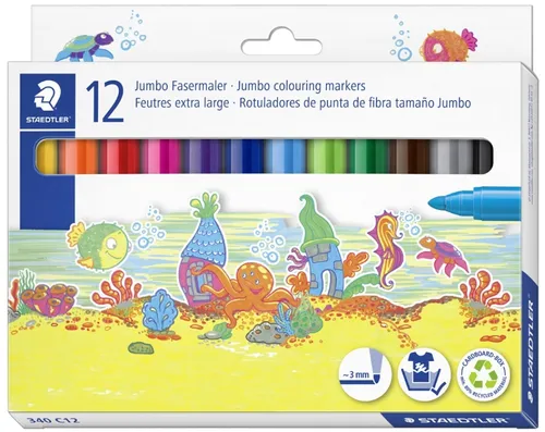 STAEDTLER Fasermaler Noris jumbo, 12er Kartonetui 12