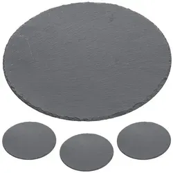 CEPEWA Servierplatte Schieferplatte 4er Set Ø33cm rund Filzschoner Servierplatte, (4-tlg) 33.0 cm