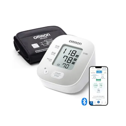 OMRON X2 Smart+ Blutdruckmessgerät mit Bluetooth - Klinisch validiertes Oberarm-Blutdruckmessgerät mit Bluetooth für präzise Messungen und kostenloser App zur einfachen Nachverfolgung Ihrer Werte. Universalmanschette 22-42 cm.
