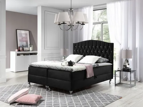 Mirjan24 Boxbett Schwarz 140x200 cm mit Bettkästen - Stylisches Boxbett mit zwei praktischen Bettkästen für zusätzlichen Stauraum. Ideal für ein modernes Schlafzimmer. Robuste Konstruktion aus Holz für dauerhaften Komfort.