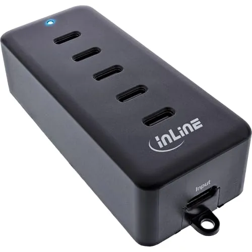 InLine® 5-Port USB-C PowerHub - Ladegerät-Erweiterung mit 100W - Netzteile & Ladegeräte: Der InLine USB-C PowerHub ermöglicht das gleichzeitige Laden mehrerer Geräte mit einer maximalen Leistung von 100W, ideal für effizientes Arbeiten und schnelle Ladezeiten.