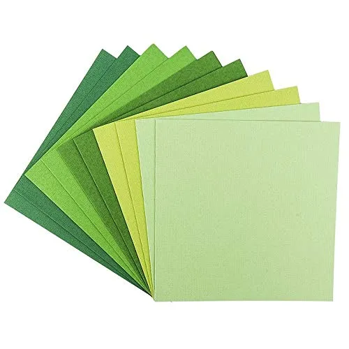 Ideen mit Herz Grußkarten-Set | 10 farbige Karten & 10 weiße Umschläge | edle Leinen-Optik | bunt | blanko | ideal für liebe Glückwünsche zum Geburtstag, Hochzeit, uvm. (Grüntöne, 16 x 16 cm)