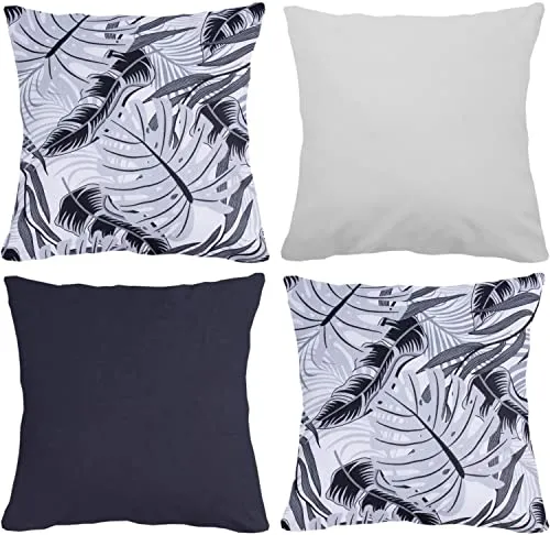 Amilian 4er Set; Dekokissen mit Füllung, Dekoratives Kissen; Zierkissen mit Kissenbezug; Kopfkissen; Sofakissen für Schlafzimmer, Wohnzimmer, Kinder Deko, Kissenhülle 50x50 cm 20x20 inch; Set 19