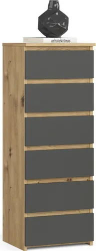 Home Collective Kommode 40 cm breit - Hochwertiges Highboard für jeden Raum - Schubladenkommoden mit 6 Schubladen, ideal für Flur, Schlafzimmer oder Wohnzimmer. Stilvolle Artisan Eiche-Graphit Optik, bietet viel Stauraum bei kompakten 40 cm Breite.