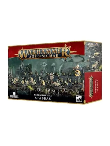 Warhammer Age of Sigmar - Gloomspite Gitz Stabbas - GW Sonstige - Enthält 20 vielseitige Grots, die sowohl als Stabbas als auch als Shootas eingesetzt werden können. Ideal für kreative Hobbyisten, die ihre Miniaturen individuell gestalten möchten.