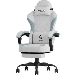 Ergonomischer Bürostuhl mit Fußstütze - PZDO - Bürostuhl mit einteiligem Vollstahlrahmen und explosionsgeschützter Platte für maximale Sicherheit. Ergonomisches Design und verstellbare Rückenlehne für optimalen Komfort beim Arbeiten und Spielen.