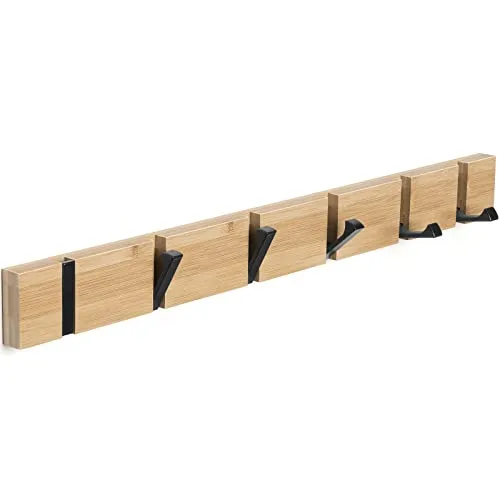 ANVODE Garderobenhaken Wandmontierter, Kleiderhaken Garderobenleiste mit 6 Faltbar Haken für Jacken, Mäntel, Hüte, Schals, Handtaschen