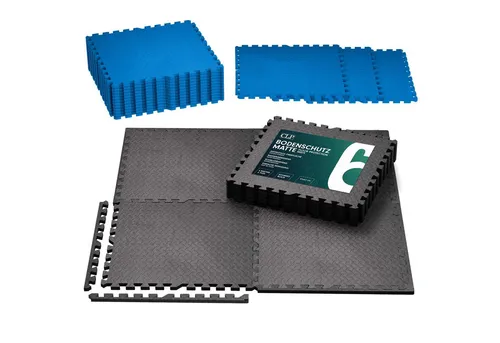 CLP Bodenschutzmatte Fitness 60x60 cm - Extra dickes 6er Set - Die rutschfeste Bodenschutzmatte schützt Böden effektiv vor Stößen und Lärm. Ideal für Fitnessräume, Pools und Werkstätten. Modular erweiterbar für individuelle Flächen und einfacher Reinigung.