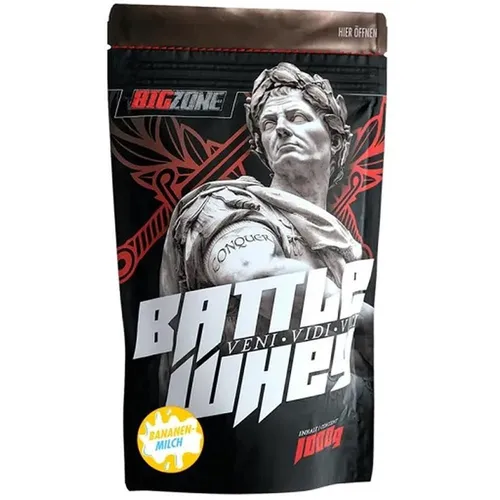 Big Zone BATTLE WHEY | Whey Protein Pulver (Honig mit Milch) 1000g - Molkenproteine, hochwertiges Whey Protein Concentrate aus Deutschland mit köstlichem Honig-Milch Geschmack, ideal für Fitness und Muskelaufbau.
