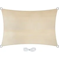 Jardinion Sonnensegel Rechteck 2 x 3m Beige - Optimaler Sonnenschutz für Garten und Balkon - Jardinion bietet ein vielseitiges Sonnensegel mit 90% Abschattung. Hergestellt aus robustem HDPE-Polyester, ist es schimmelbeständig und langlebig. Ideal für entspannte Stunden im Freien!