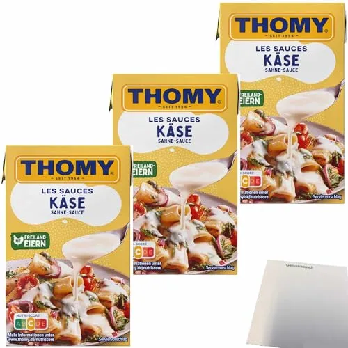 Thomy Les Käse-Sahne-Sauce 3er Pack (3x250ml Packung) + usy Block