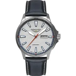 Bauhaus 2862-1 Herrenuhr Aviation Iron Annie Automatik Titan/Leder Blau - Silber