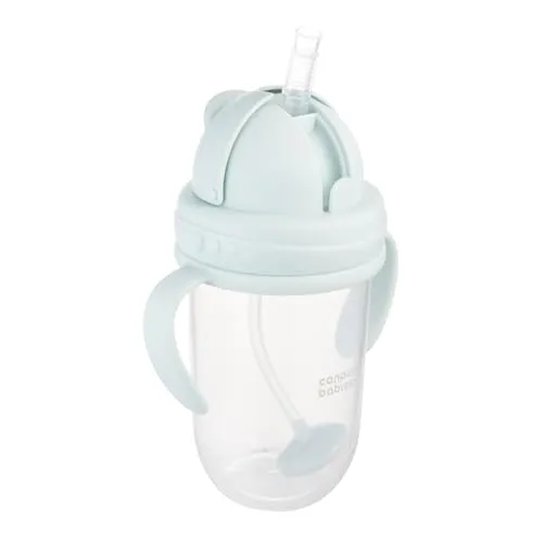 Canpol babies Trinklernbecher für Kinder mit Auslaufsicherer Strohhalm und Gewicht 6 m+ 270 ml, Trinken aus jedem Winkel (Grün)