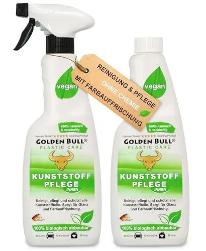 Golden Bull® Kunststoffreiniger & Kunststoffpflege 2x500ml Auto Innenraum [VEGAN