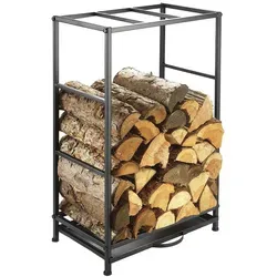 Lockardi Kaminholzregal aus Metall 80 cm hoch schwarz lackiert | Holzaufbewahrung Holzregal Brennholzlager stehend Regal für Holz Wohnzimmer Kamin... - Schwarz