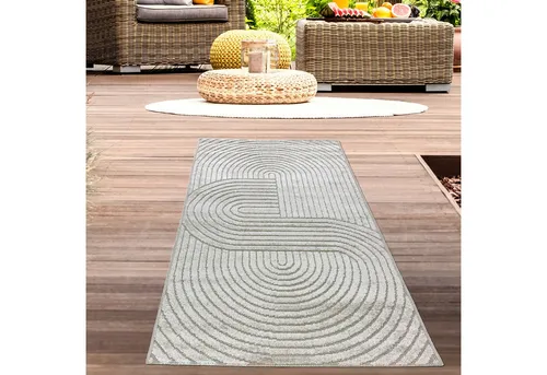 Carpetia Outdoorteppich Moderner Outdoor Teppich Wetterfest Terrasse Balkon Boho-Style Beige, rechteckig, Höhe: 6 mm