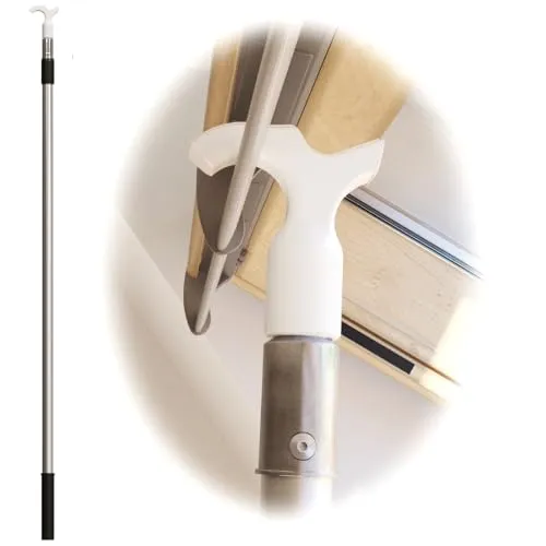 Clear Sky Teleskop-Fensteröffnerstange, kompatibel mit Velux Dachfenstern und Jalousien, 2 m Stange, extra starker Haken