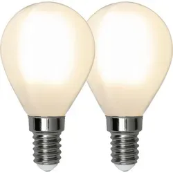 Star Trading 339-09 Filament LED, F, 2er Pack E14, Kugelform, gefrostet, 2700 K, 80 Ra, 250 LM, ca. 4,5x8 cm, 230 V / 2,5 W, (entspr. 25 W), Vie...
