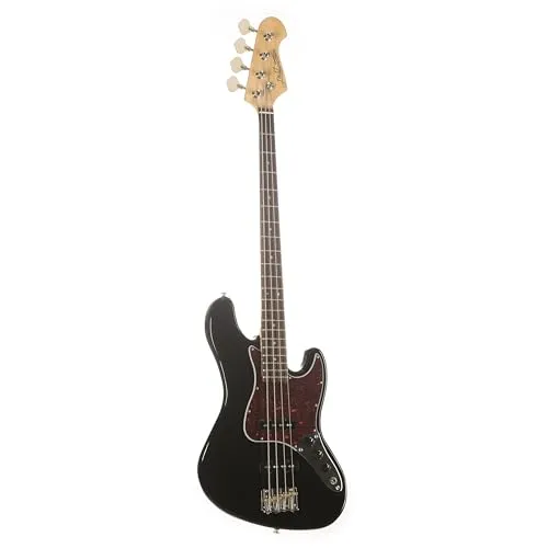 J & D JB-DLX E-Bass, Schwarz, Alnico Single Coil Tonabnehmer, Vintage-Steel Brücke