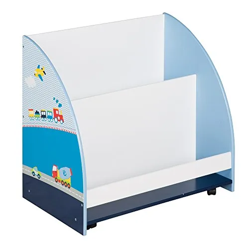 roba Kinder Regal 'Rennfahrer' - Spielzeug- & Bücher-Regal - Kinderzimmerregal mit 3 Ablagefächern, drehbar und mobil durch Rollen, ideal für Ordnung und Spielspaß.