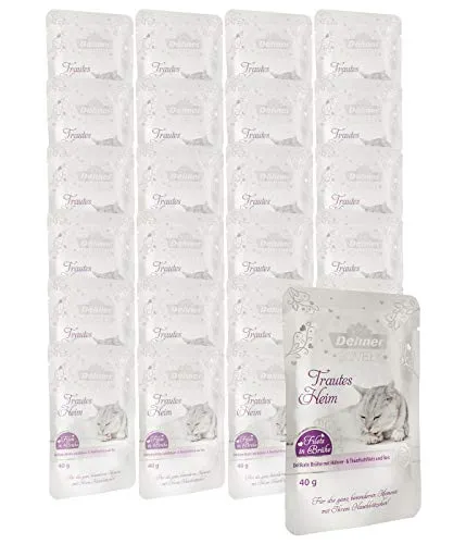 Dehner Premium Lovely Katzensnack, Leckerli glutenfrei, für ausgewachsene Katzen, Brühe mit Huhn / Thunfisch, im Beutel, 24 x 40 g (960 g)