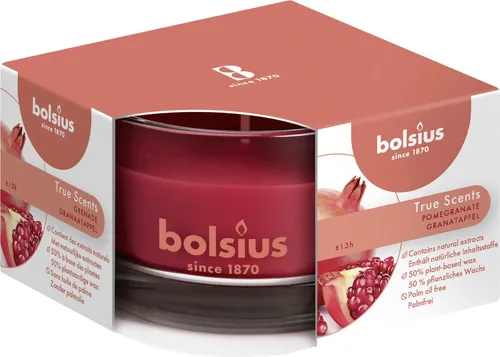 Bolsius Duftkerze im Glas Granatapfel, Höhe 5 cm, Ø 8 cm in rot von Bolsius
