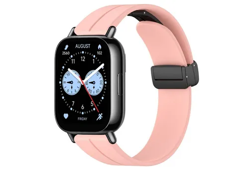Wigento Smartwatch-Armband Für Xiaomi Redmi Watch 5 Active Silikon Magnetisches Armband Rosa, Magnetisches Silikonarmband mit Faltschließe