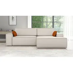 Ecksofa TOR mit Schlaffunktion - Cream Beige - Modernes Ecksofa mit Smart Sleeping-Funktion und Stauraum für Bettzeug, ideal für kleine Räume und Gästeübernachtungen.