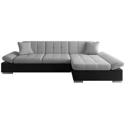 Mirjan24 Ecksofa, Schwarz-Grau, Rechts montierbar, 278x161 cm - Ecksofa mit Schlaffunktion und Bettkasten, ideal für Wohnzimmer. Dank der regulierbaren Armlehne und der hochwertigen Polsterung bietet es optimalen Sitzkomfort.