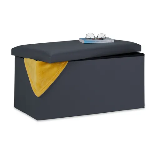 Relaxdays Sitzbank Kunstleder Dunkelgrau von Relaxdays