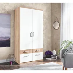 Eleganter Kleiderschrank in struktureichefarben hell/weiß in beige von Priess