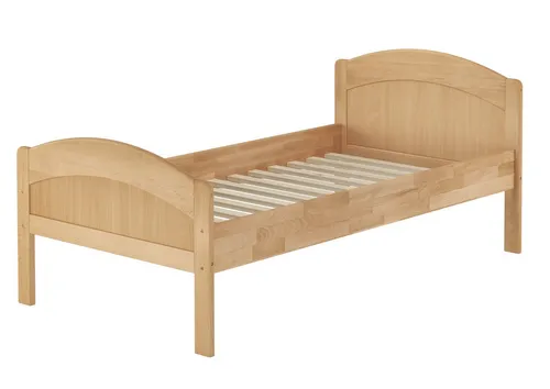 Produktbild ERST-HOLZ Massivholzbett Seniorenbett Buche mit Kopf- und Fußteil 90 x 200 cm Hoher Sitzkante, Buche farblos lackiert