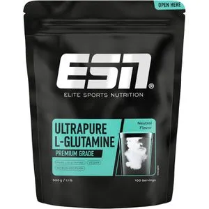 ESN Ultrapure L-Glutamin Pulver 500g - Sportnahrung mit 100 % L-Glutamin, maximale Reinheit und Qualität für optimale Regeneration und Muskelaufbau.