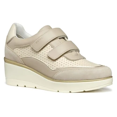 Geox Damen D ILDE A Sneaker, Papyrus/Lt Taupe, 39 EU