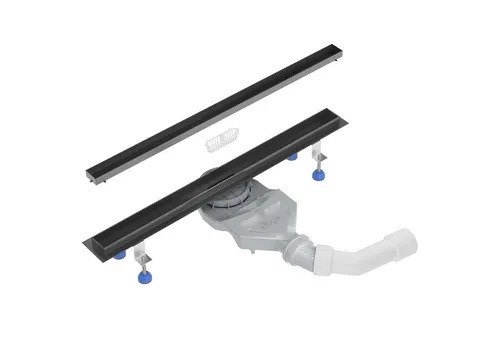 Aquabad® Duschrinne Slim Edelstahl Duschablauf 60 cm - Schwarz Matt - Elegante Duschrinne aus Edelstahl, 60 cm lang, inklusive Haarsieb und Viega-Siphon. Ideal für eine saubere und moderne Dusche. Komplett-Set für einfache Montage.