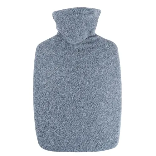 Hugo Frosch Wärmflasche Klassik 1,8l – Made in Germany – mit weichem Fleecebezug Hellgrau – große, auslaufsichere Bettflasche – langlebig & mit waschbarem Bezug
